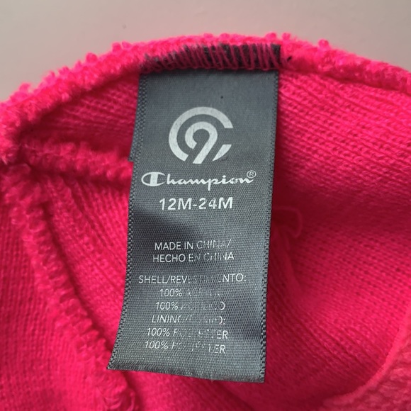 Champion Bright Pink Knit Hat- Beanie- Baby Toddler Size 12-24 Mo. Winter - Picture 5 of 9